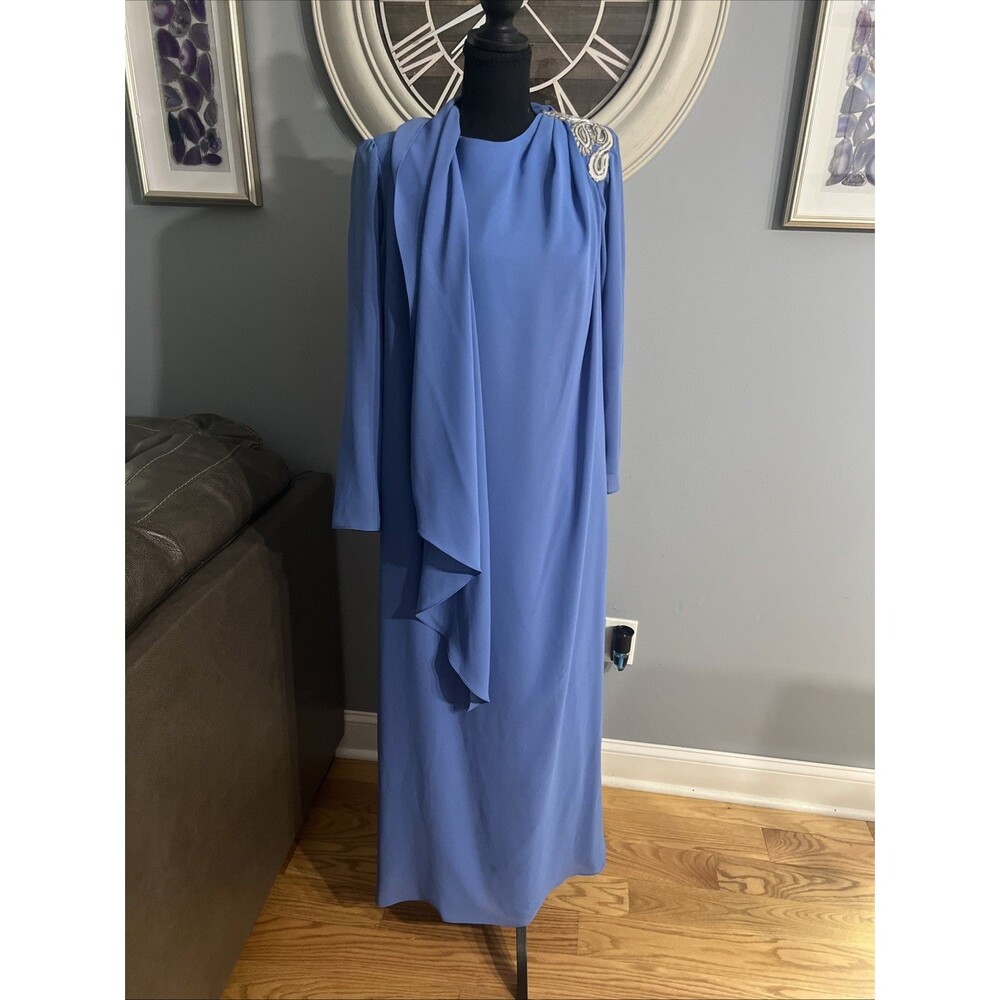 Vintage Miss Elliette 70s Blie Evening Dress Embellished Women’s 16